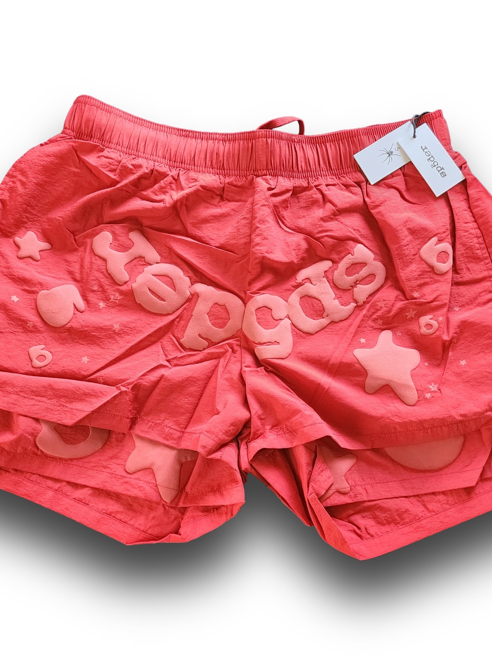 Sp5der Worldwide Beluga Double Layer Nylon Shorts Red Size Large